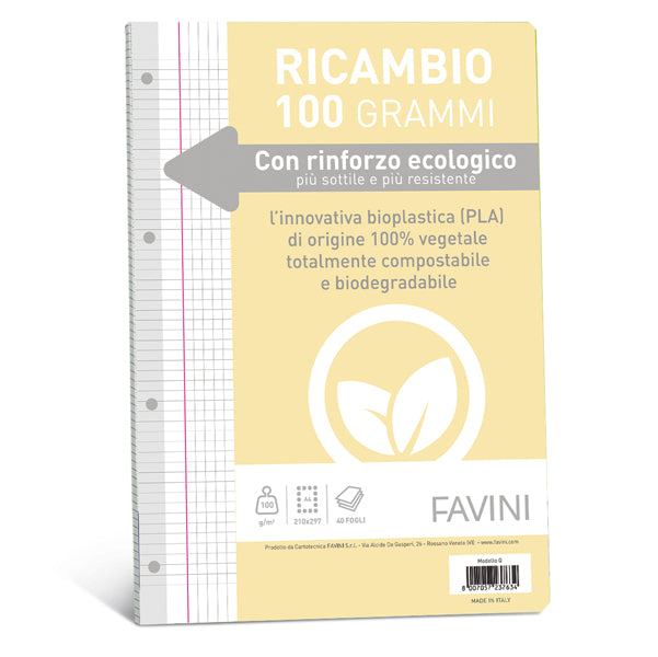 FAVINI - A475414 - Ricambi c-rinforzo ecologico - A4 - 100gr - 40 fg - 5mm c-margine - Favini
