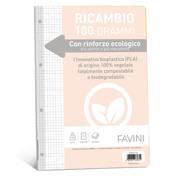 FAVINI - A475404 - Ricambi c-rinforzo ecologico - A4 - 100 gr - 40 fg - 5 mm - Favini
