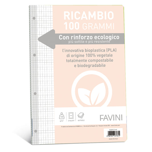 FAVINI - A475404 - Ricambi c-rinforzo ecologico - A4 - 100 gr - 40 fg - 5 mm - Favini