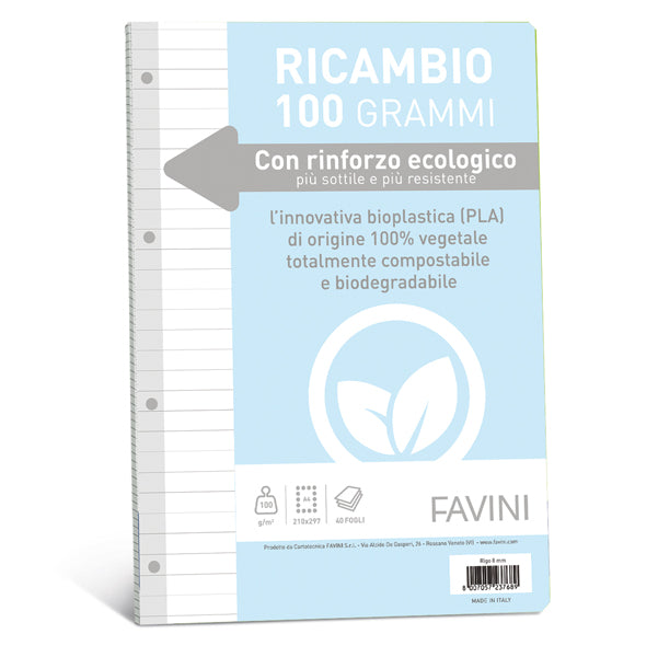 FAVINI - A477404 - Ricambi c-rinforzo ecologico - A4 - 100 gr - 40 fg - 1 rigo - Favini