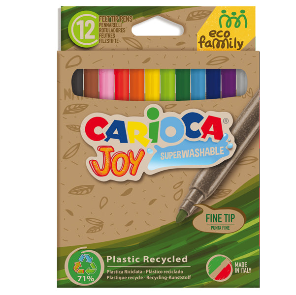 CARIOCA - 43100 - Pennarelli Joy Eco Family - lavabili - colori assortiti - Carioca - scatola 12 pezzi
