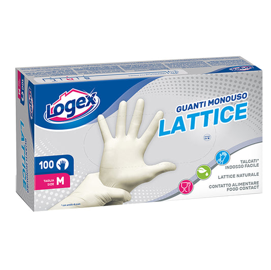 LOGEX PROFESSIONAL - B5LX-0702V02 new - Guanti monouso in lattice - tg. M - Logex Professional - scatola 100 pezzi