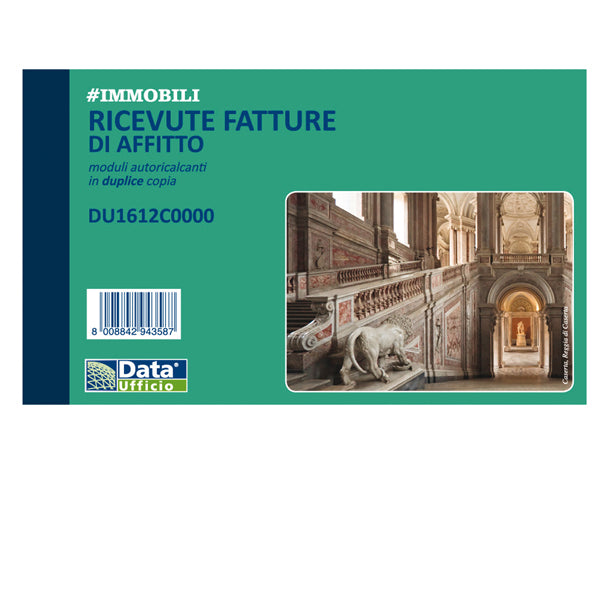 DATA UFFICIO - DU1612C0000 - Blocco ricevute/ fatture di affitto - 50/50  copie autoricalcanti - 16,8 x 10 cm - DU1612C0000 - Data Ufficio –  Albertini service Brescia