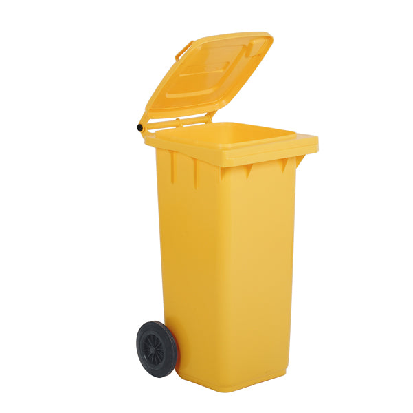 MobilPlastic - 1-240-5-GIA - Bidone carrellato per raccolta differenziata - 240 L - giallo - MobilPlastic
