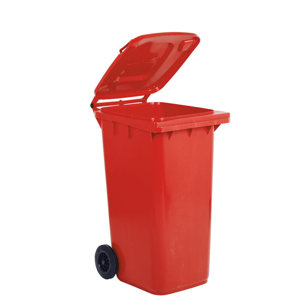 MobilPlastic - 1-240-5-ROB - Bidone carrellato per raccolta differenziata - 240 L - rosso - MobilPlastic