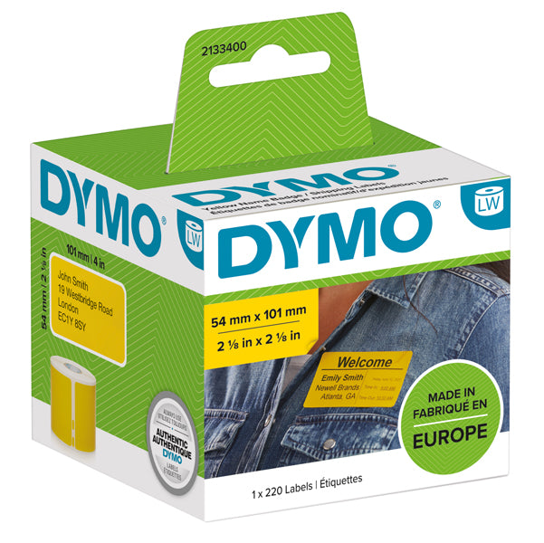 DYMO - 2133400 - Rotolo 220 etichette per Dymo LabelWriter - spedizione-badge - 54x101 mm - giallo - Dymo