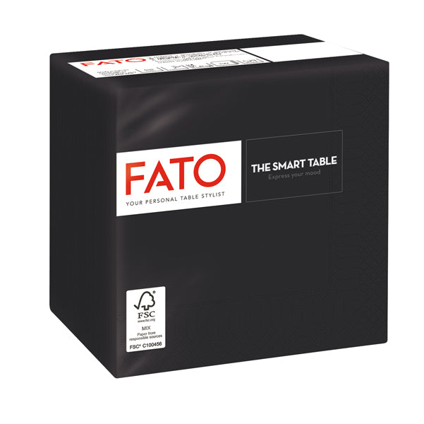 FATO - 82219003 - Tovagliolo - carta - 24 x 24 cm - 2 veli - nero - Fato - conf. 100 pezzi