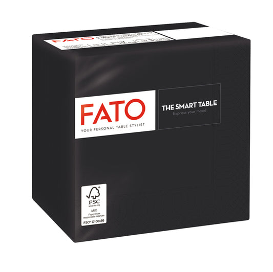 FATO - 82219003 - Tovagliolo - carta - 24 x 24 cm - 2 veli - nero - Fato - conf. 100 pezzi