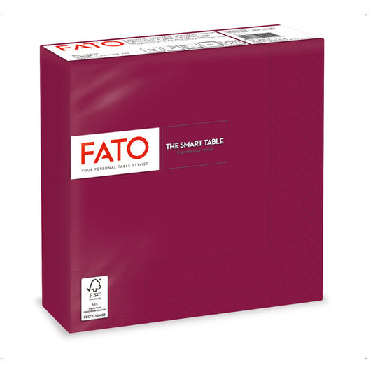 FATO - 82621800 - Tovagliolo - carta - 33 x 33 cm - 2 veli - bordeuax - Fato - conf. 50 pezzi