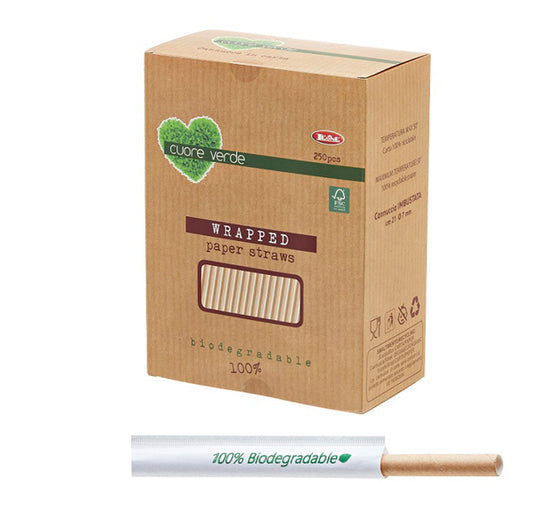 Leone - B950 - Cannucce kraft imbustate bio - 21 cm - Leone - conf. 250 pezzi
