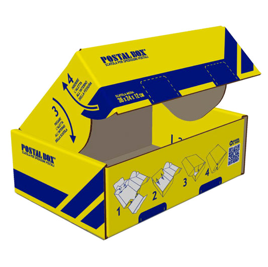 BLASETTI - 0422 - Scatola spedizioni Postal Box  - M - 34 x 24 x 12 cm - giallo-blu - Blasetti