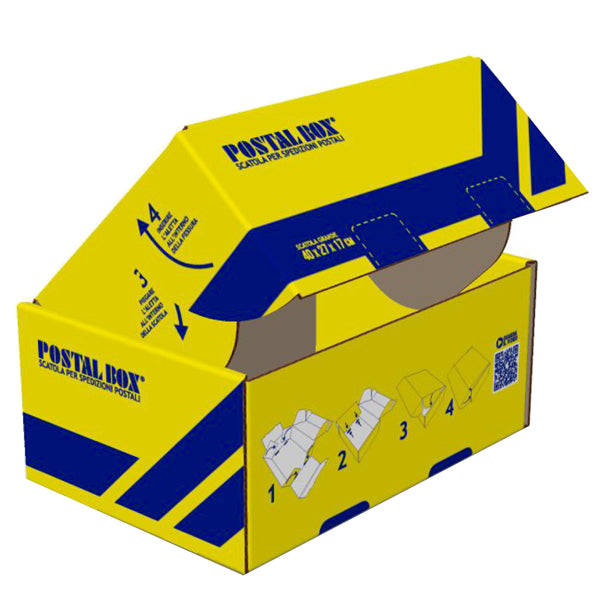 BLASETTI - 0423 - Scatola spedizioni Postal Box  - L - 40 x 27 x 17 cm - giallo-blu - Blasetti