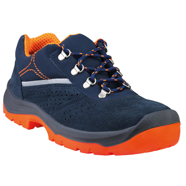 DELTAPLUS - RIMI4SPBL45 - Calzatura di sicurezza Rimini 4 S1P SRC - pelle scamosciata perforata - numero 45 - blu-arancio - Deltaplus