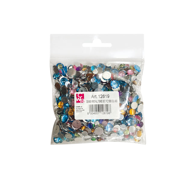 DECO - 12619 - Gemme Kristall tonde - diametro 6-10 mm - colori assortiti - DECO - conf. 1000 pezzi