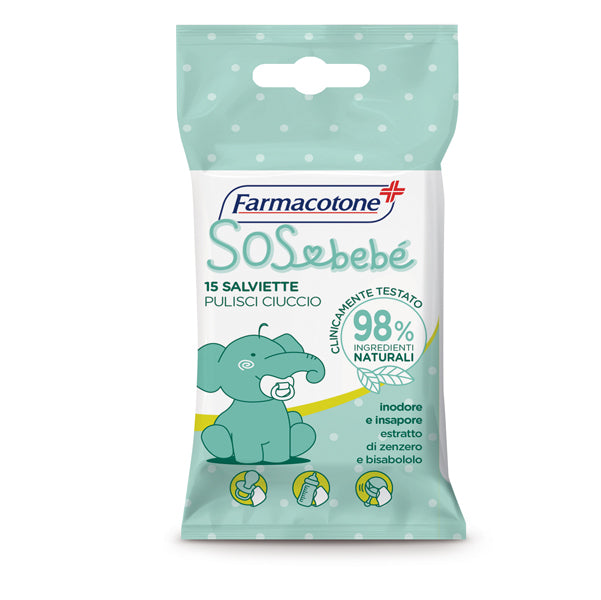 FARMACOTONE - 3559FB - Salviette SOS BebE' pulisci ciuccio - Farmacotone - busta da 15 pezzi