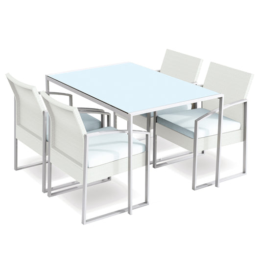 Garden Friend - S1304593 - Set pranzo Bilbao - bianco-grigio - Garden Friend - set 5 elementi