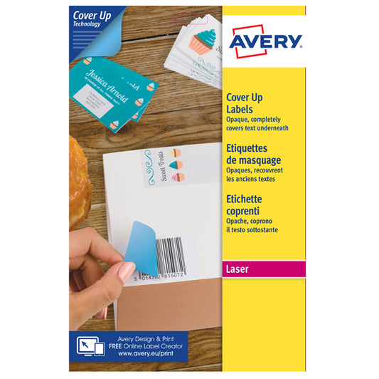 AVERY - L4612-25 - Etichette coprenti BlockOut - per stampanti laser - 10 et-fg) - 99,1 x 57 mm - 25 fogli A4 - bianco - Avery