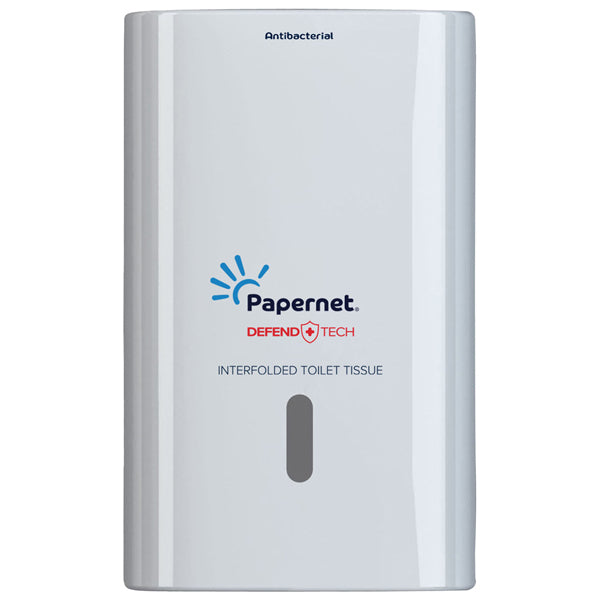 PAPERNET - 416147 - Dispenser antibatterico Defend Tech - per carta igienica interfogliata - Papernet