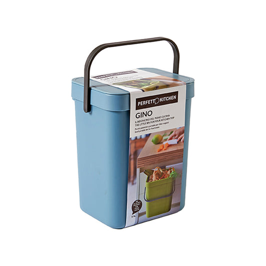 PERFETTO - 29101 - Pattumiera Gino - per rifiuti organici - 5 L - azzurro - Perfetto