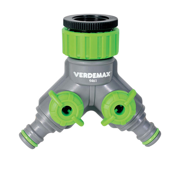 Verdemax - 9461 - Raccordo rubinetto - 2 uscite regolabili - Verdemax