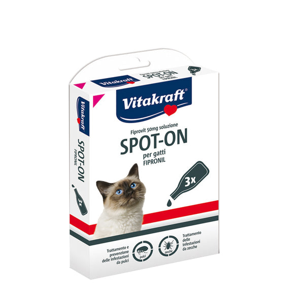 Vitakraft - 35365 - Soluzione per infestazioni pulci e zecche Spot On - per gatti sopra a 1 kg - Vitakraft