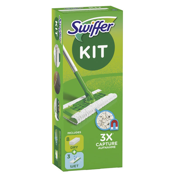 SWIFFER - PG136 - Swiffer Dry Starter Kit completo (8 panni + 3 panni wet) - Swiffer