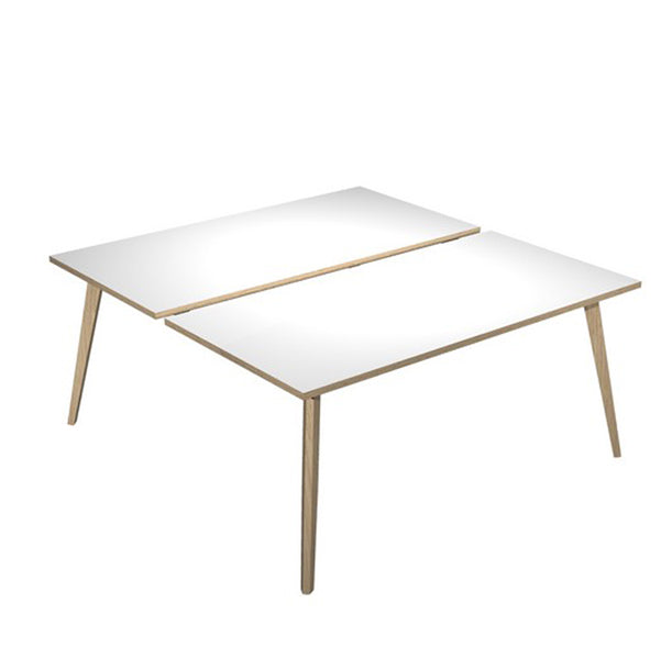 ARTEXPORT - 6403B-DKA-3C - Scrivania Woody a 2 postazioni contrap. - 160 x 166 cm - rovere - bianco - Artexport