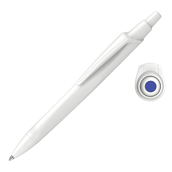 SCHNEIDER - P131850 - Penna a sfera a scatto Reco - punta media - fusto bianco - inchiostro blu - Schneider