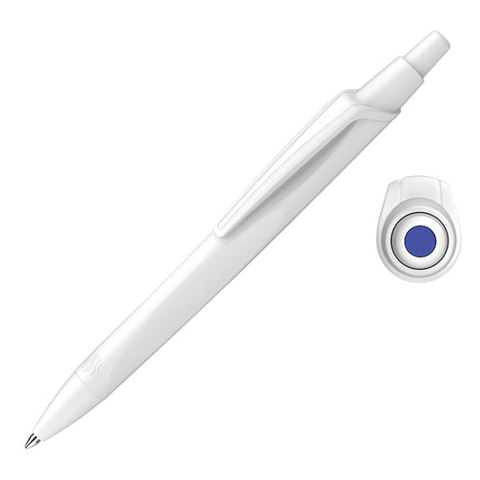 SCHNEIDER - P131850 - Penna a sfera a scatto Reco - punta media - fusto bianco - inchiostro blu - Schneider