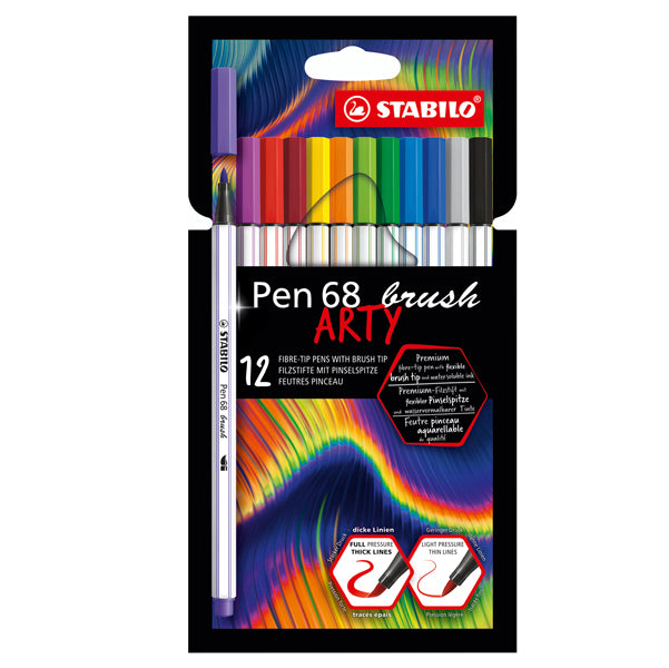 STABILO - 568-18-21-20 - Pennarelli Pen 68 Brush Arty Line 568-18 - colori assortiti - Stabilo - astuccio 18 pezzi