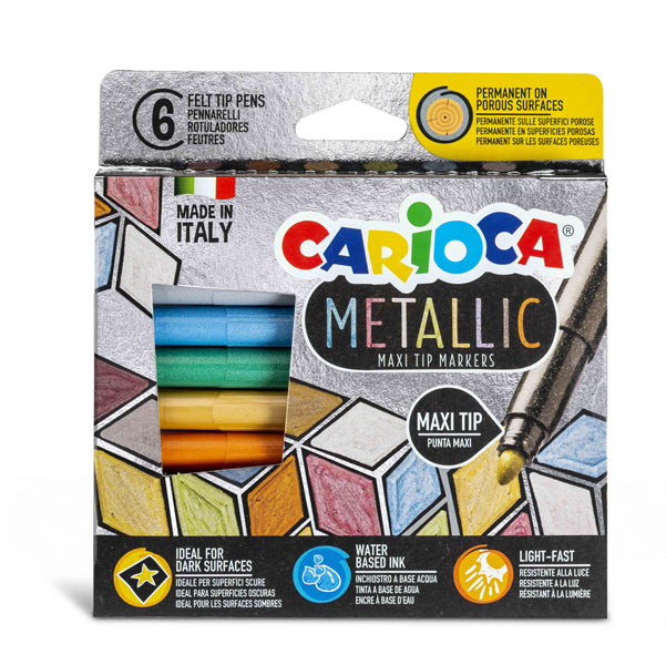 CARIOCA - 43161 - Pennarelli Maxi Metallic - colori assortiti - Carioca - scatola 6 pezzi