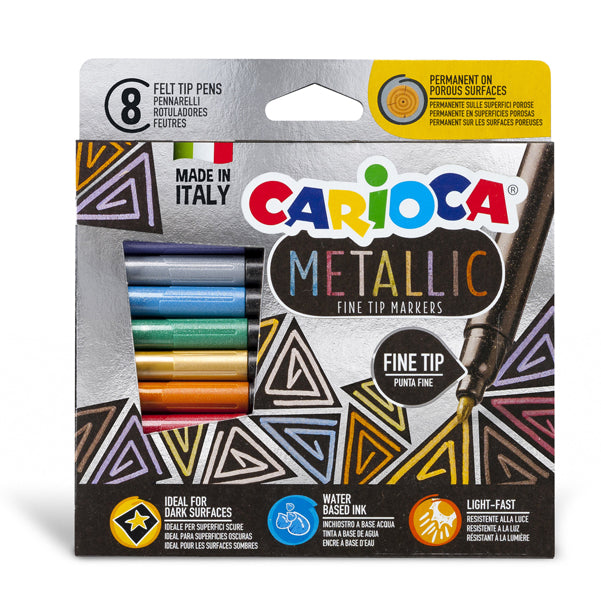 CARIOCA - 43162 - Pennarelli Metallic - punta fine - colori assortiti - Carioca - scatola 8 pezzi