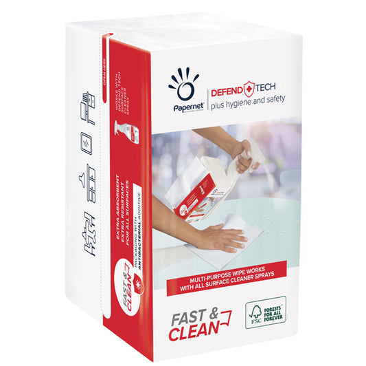 PAPERNET - 419295 - Panni Defend Tech - 2 veli - 21,6 x 33,25 cm - FastClean - Papernet - pacco 100 pezzi