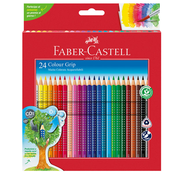 FABER-CASTELL - 112470 - Matite colorate Color Grip - acquerellabili - Faber Castell - scatola 24 pezzi