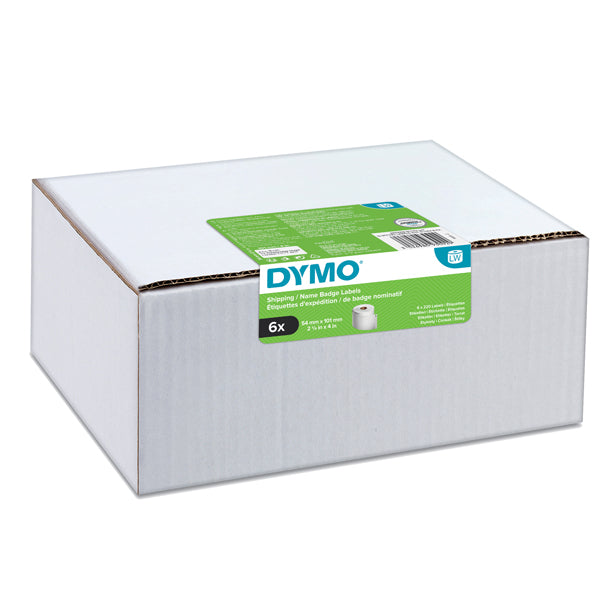 DYMO - 2093092 - Rotolo etichette spedizione-badge - 54 x 101 mm - bianco - 220 etichette - rotolo - Dymo - value pack 6 pezzi