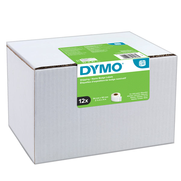 DYMO - S0722420 - Rotolo etichette spedizione-badge - 54 x 101 mm - bianco - 220 etichette - rotolo - Dymo - value pack 12 pezzi