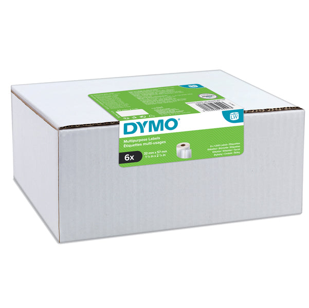 DYMO - 2093094 - Rotolo etichette multiuso - 57 x 32 mm - bianco - 1000 etichette - rotolo - Dymo - value pack 6 pezzi