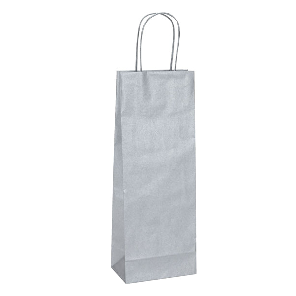 Mainetti Bags - 087042 - Portabottiglie BARBERA - maniglie cordino - 14 x 9 x 38 cm - carta biokraft - argento - Mainetti Bags - conf. 20 pezzi