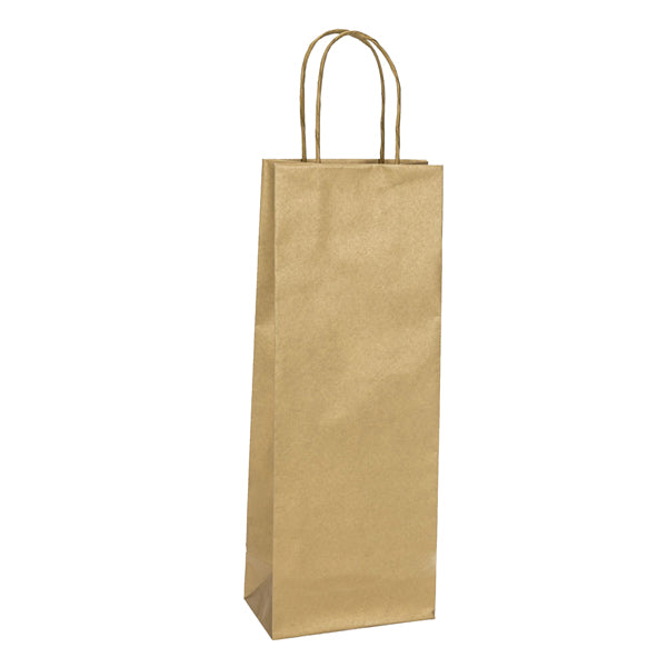 Mainetti Bags - 087035 - Portabottiglie BARBERA - maniglie cordino - 14 x 9 x 38 cm - carta biokraft - oro - Mainetti Bags - conf. 20 pezzi