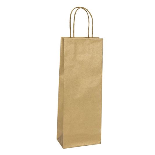 Mainetti Bags - 087035 - Portabottiglie BARBERA - maniglie cordino - 14 x 9 x 38 cm - carta biokraft - oro - Mainetti Bags - conf. 20 pezzi
