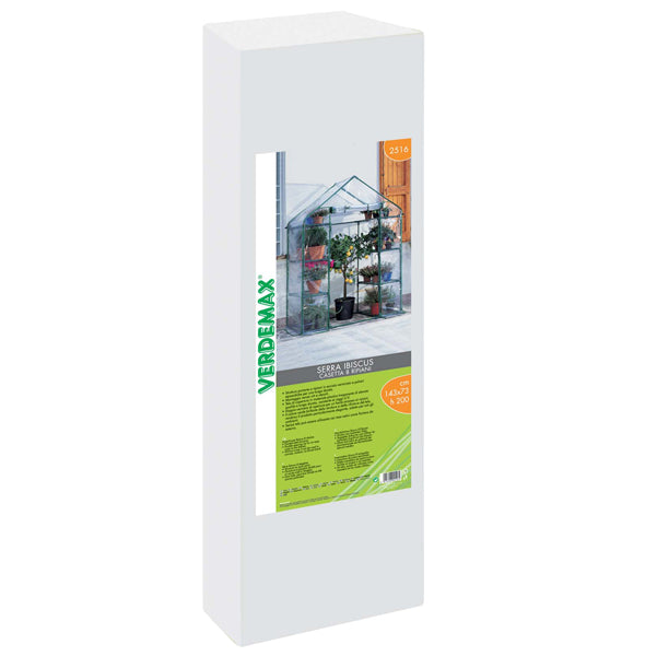 Verdemax - 2516 - Serra Ibicus - 8 ripiani - 140 x 73 x 200 cm - acciaio verniciato-PVC - verde-trasparente - Verdemax