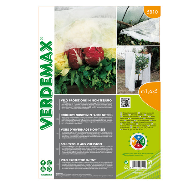 Verdemax - 5810 - Velo di protezione - per piante - 1,6 x 5 m - 17 gr - TNT - bianco - Verdemax