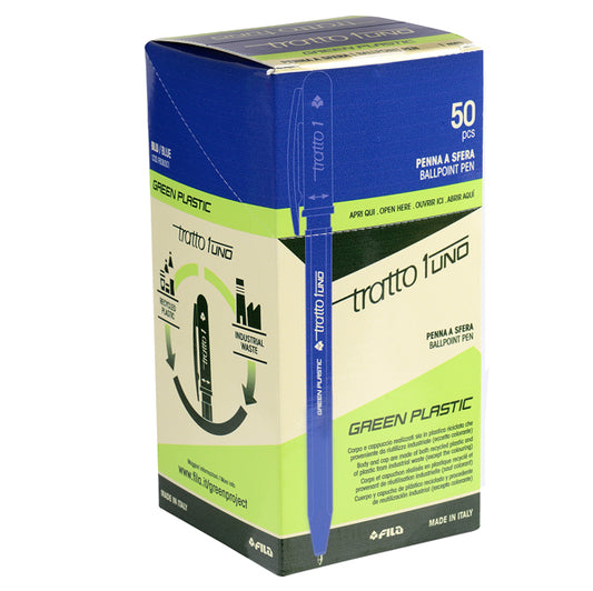 TRATTO - F838301 - Penna sfera Tratto Uno Green - punta media 1 mm - blu - Tratto - conf. 50 pezzi