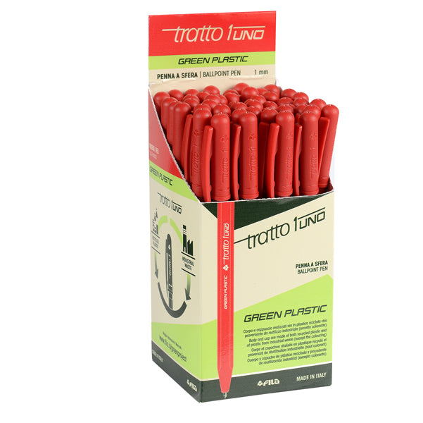 TRATTO - F838302 - Penna sfera Tratto Uno Green - punta media 1 mm - rosso - Tratto - conf. 50 pezzi