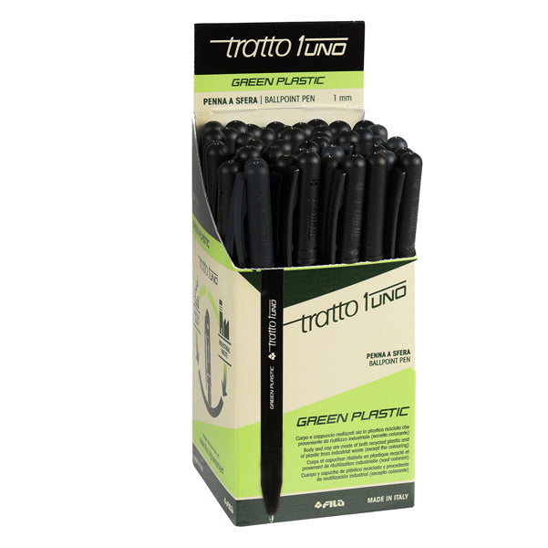 TRATTO - F838303 - Penna sfera Tratto Uno Green - punta media 1 mm - nero - Tratto - conf. 50 pezzi