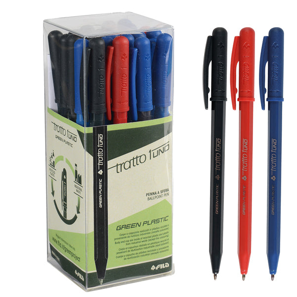 TRATTO - F838400 - Penna sfera Tratto Uno Green - punta media 1 mm - colori assortiti - Tratto - conf. 24 pezzi