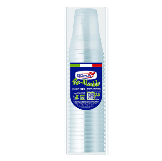 DOPLA - 22634 - Bicchieri Diamant - riutilizzabili - polistirene - 300 ml - Dopla - conf. 25 pezzi