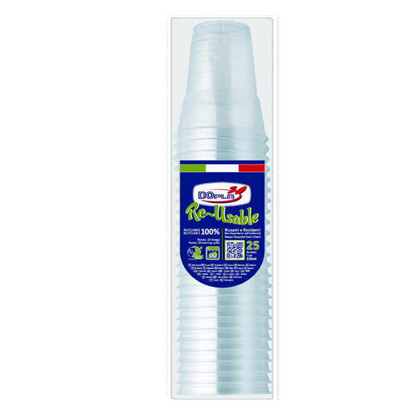 DOPLA - 22635 - Bicchieri Diamant - riutilizzabili - polistirene - 350 ml - Dopla - conf. 25 pezzi