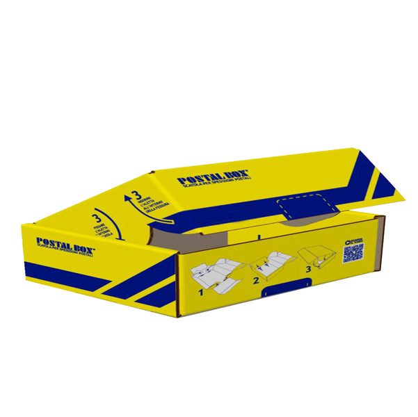 BLASETTI - 0426 - Scatola spedizioni Postal Box  - XS - 34 x 24 x 6 cm - giallo-blu - Blasetti