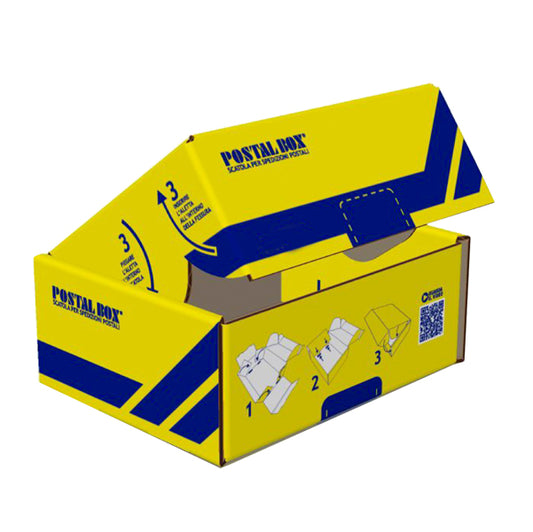 BLASETTI - 0428 - Scatola spedizioni Postal Box  - XL - 48 x 30 x 21 cm - giallo-blu - Blasetti